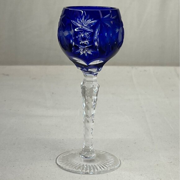 3 Ajka Marsalla Cordial Stems Glasses Gold Blue Purple - Picture 3 of 6